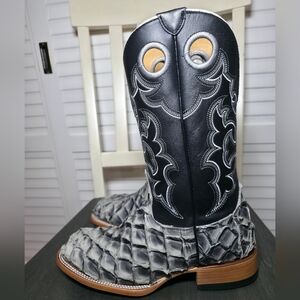 Cody James Exotic Pirarucu Western Boots Broad Square Toe BBME-325 Mens Size 9.5